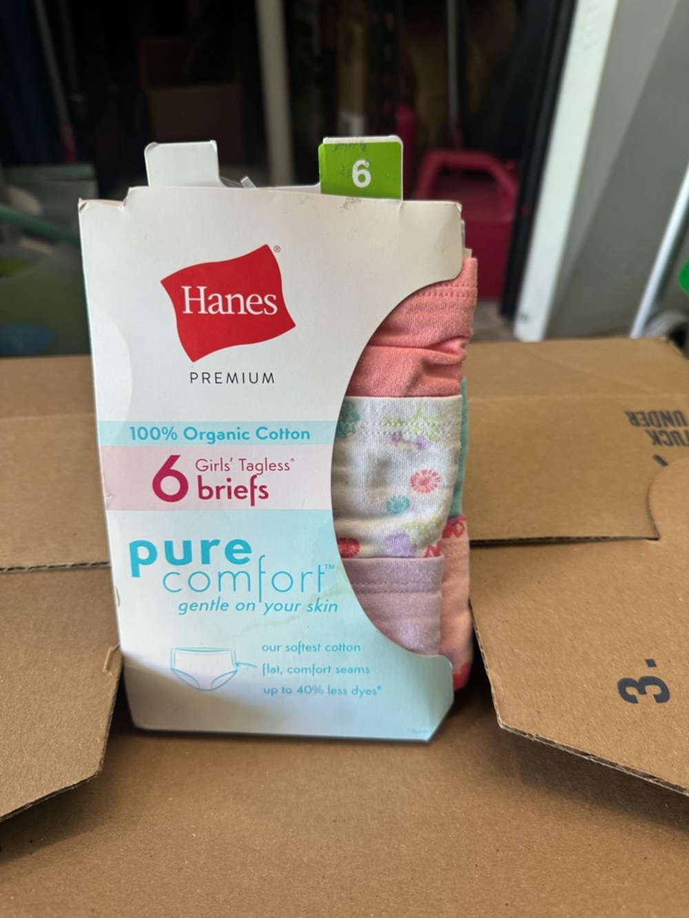 Hanes Girls Pure Comfort tagless hipster panties - sz 6.